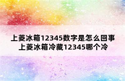 上菱冰箱12345数字是怎么回事 上菱冰箱冷藏12345哪个冷